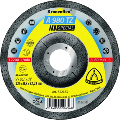 Attēls no Abrazīvais griešanas disks Klingspor A 980 TZ Special; 125x0,8 mm; 25 gab.