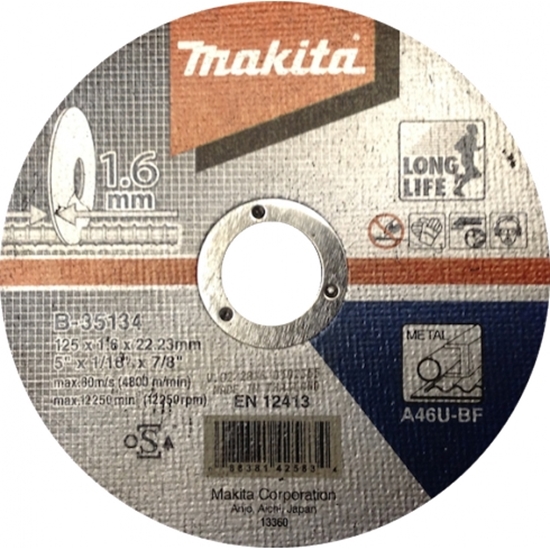 Picture of Abrazīvais griešanas disks Makita B-35134; 125x1,6 mm metālam