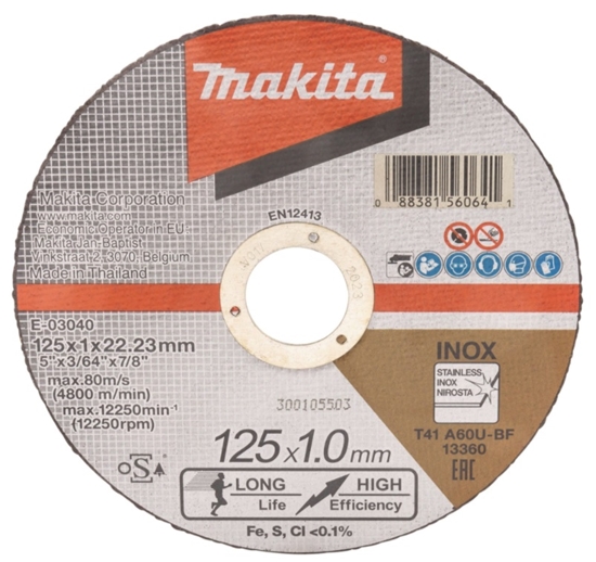 Picture of Abrazīvais griešanas disks Makita E-03040-12; 125x1 mm; 12 gab.