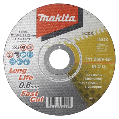 Attēls no Abrazīvais griešanas disks Makita E-22953-12; 125x0,8 mm; 12 gab.