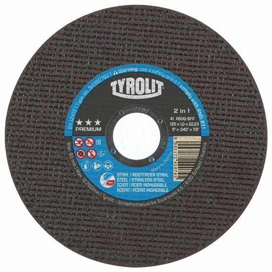 Picture of Abrazīvais griešanas disks Tyrolit 34332795; 41F; 150x1,2x22,23 mm; A46Q-BFP