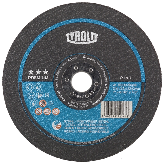 Picture of Abrazīvais griešanas disks Tyrolit A 30 Q BF XA; 230x2,5 mm; 1 gab.