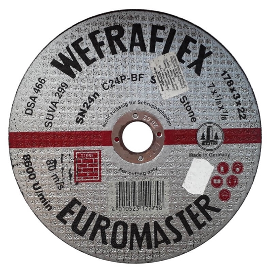 Picture of Abrazīvais griešanas disks Wefra; 178x3x22 mm akmenim