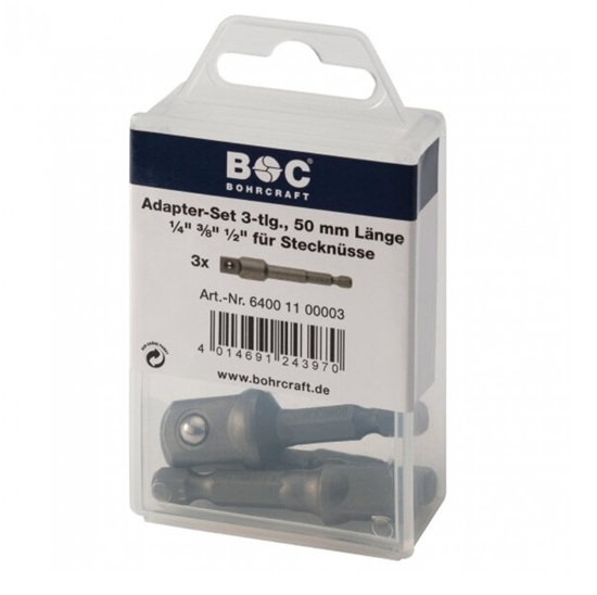 Picture of Adapteru komplekts Bohrcraft BC64001100003; 1/4'', 3/8'', 1/2''; 3 gab.