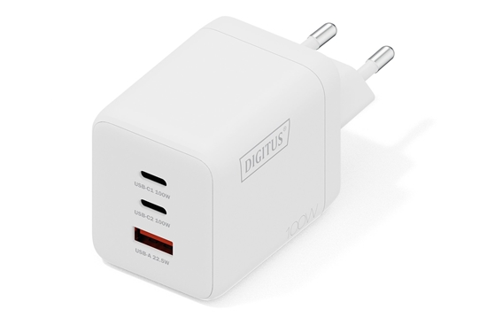 Изображение adowarka sieciowa zasilacz 100W 2x USB-C, 1x USB-A, biaa