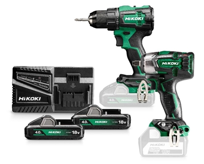 Picture of Akumulatora instrumentu komplekts Hikoki KC18DEWFZ (DS18DE + WR18DBDL2); 18 V; 2x4,0 Ah akum.