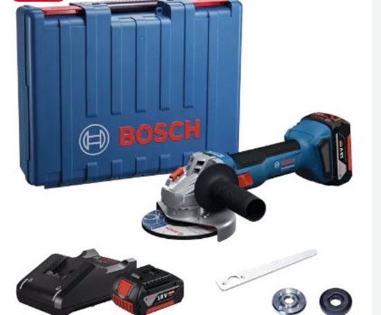 Picture of Akumulatora leņķa slīpmašīna Bosch GWS 18V-8 Professional; 125 mm; 18 V; 2x4,0 Ah akum.; ar koferi