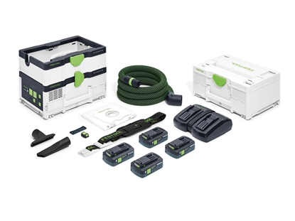 Picture of Akumulatora putekļsūcējs Festool CLEANTEC CTLC SYS HPC 4,0 I-Plus; 18 V; 4x4,0 Ah akum.
