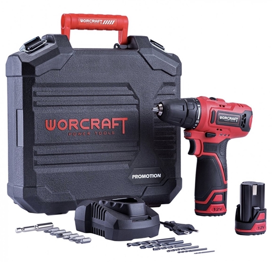 Picture of Akumulatora urbjmašīna-skrūvgriezis Worcraft CD12LiA; 12 V; 2x1,3 Ah akum.