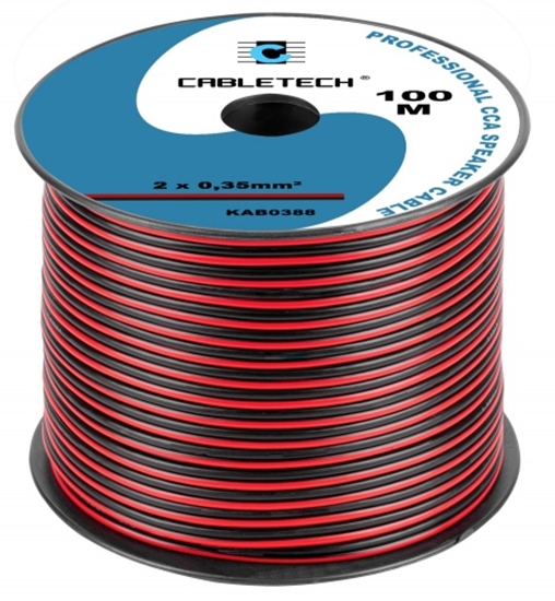 Изображение Akustiskais kabelis 2x0.35 mm²| CCA (Vara pārklājuma alumīnijs) | Spolē 100m | Cena par 1m