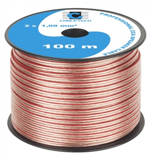 Изображение Akustiskais kabelis 2x1.00 mm²| CCA (Vara pārklājuma alumīnijs) | Spolē 100m | Cena par 1m