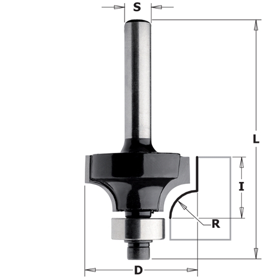 Изображение Apaļošanas frēze CMT Contractor K938-167; R=2; S=8; D=16,7 mm; ar lodīšgultni