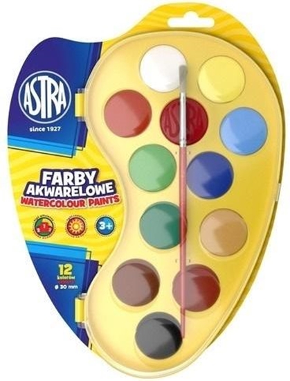 Изображение Astra Farby Akwarelowe paletka fi30mm 12 kolorów ASTRA