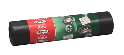 Picture of Atkritumu maisi 300L, 110x130cm, pelēki, 45mikr, LDPE, MERKANT, 5gab/rul, 8rul/kastē