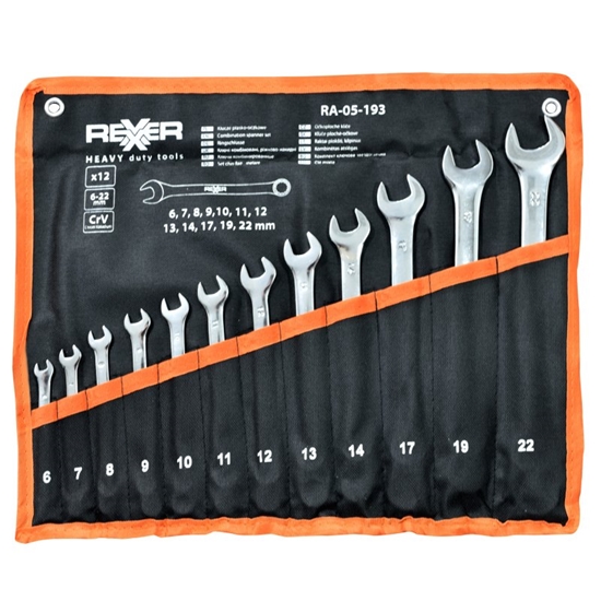Изображение Atslēgu komplekts Rexxer RA-05-193; 6-22 mm; 12 gab.