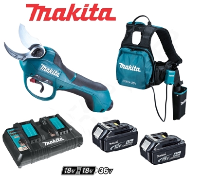 Picture of Atzarošanas šķēres Makita DUP361PT2; 36 V; 2x5,0 Ah akum.