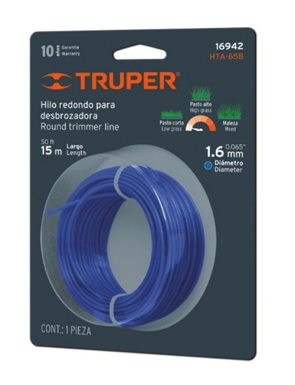 Изображение Aukla trimmerim Truper HTA-65B; 1,6 mm x 15 m