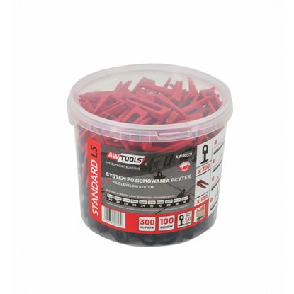 Picture of AWTools AWTOOLS SYSTEM POZIOMOWANIA PYTEK STANDARD 1,0mm - 7-15mm - KLIPS 300szt. + KLIN 100szt. AW30371