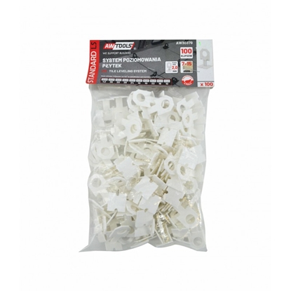 Attēls no AWTools AWTOOLS SYSTEM POZIOMOWANIA PYTEK STANDARD 2,0mm - 7-15mm - KLIPS 100szt.