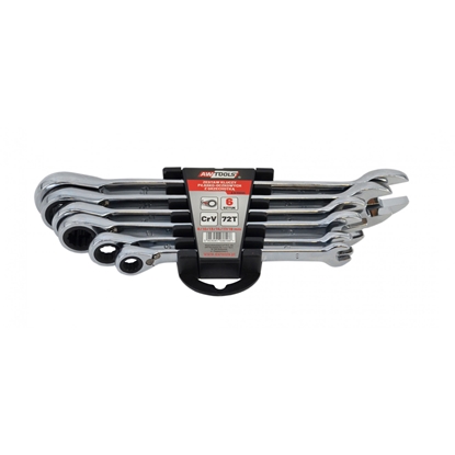 Изображение AWTools klucze pasko-oczkowe z grzechotk komplet 6 sztuk 8-19mm (AW39995)