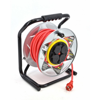 Picture of AWTools przeduacz bben metalowy czerwony Heavy Duty 50m 3x2,5 mm 16A, 3680W, IP44 (AW70257)