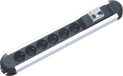 Picture of Bachmann PRIMO RCD socket strip 6x earthing contact 1xRCD protection, aluminium, 2 m
