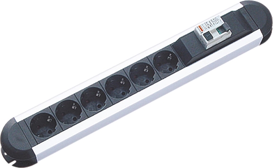 Picture of Bachmann PRIMO RCD socket strip 6x earthing contact 1xRCD protection, aluminium, 2 m