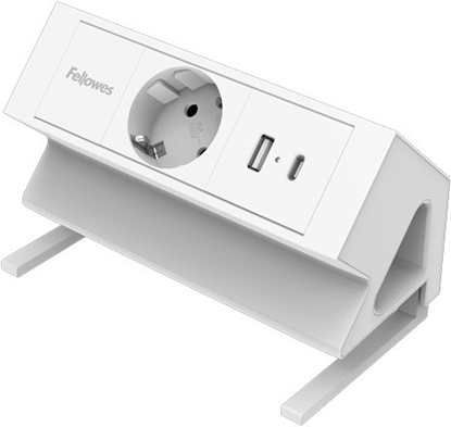 Picture of Biurko Fellowes Modu zasilajcy biurkowy 1xgniazdo, USB-A, USB-C biay