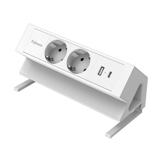 Picture of Biurko Fellowes Modu zasilajcy biurkowy 2 gniazda, USB-A, USB-C biay