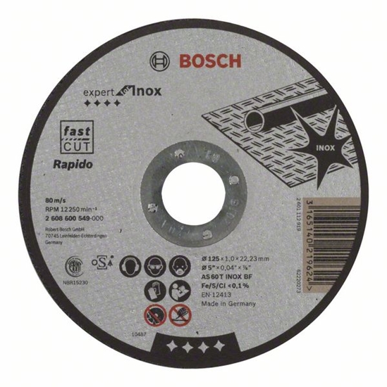 Picture of Bosch cutting disk INOX Rapido straight 1,0x125mm