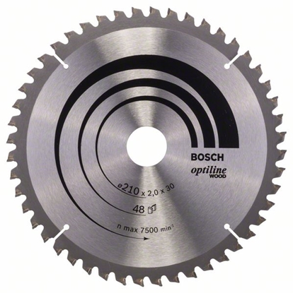 Picture of Griešanas disks kokam Bosch OPTILINE WOOD; 210x2x30,0 mm; Z48; 15°