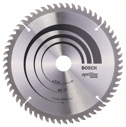 Picture of Griešanas disks kokam Bosch OPTILINE WOOD; 235x2,8x30,0 mm; Z60; 15°