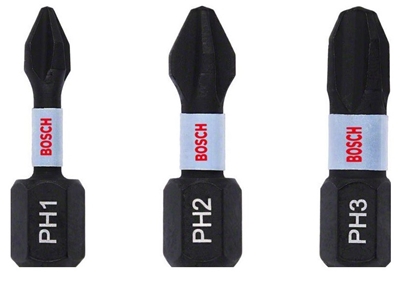 Attēls no Bosch ZESTAW BITOW IMPACT CONTROL 3 SZT. 25MM / PH1, PH2, PH3 / BOSCH