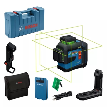 Picture of Bosch BOSCH.PLANE LASER GLL 80-33 G GREEN USB-C 1x BA 3.7 V 3.0 Ah XL + HANDLE LB 10 + CLAMP DK 20 CASE