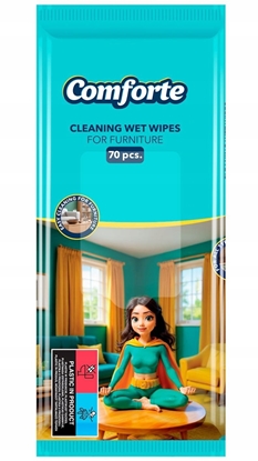 Изображение Chusteczki nawilane COMFORTE, do mebli, 70 szt.