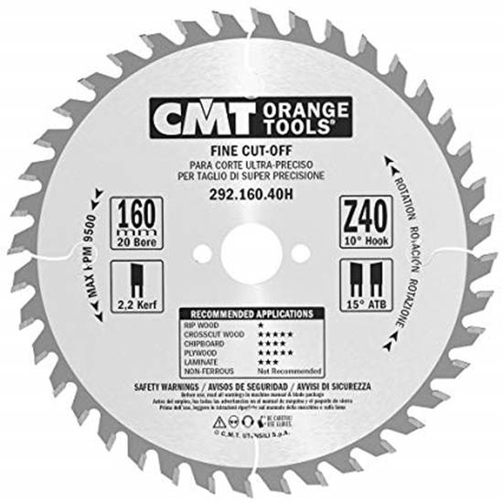 Изображение Griešanas disks kokam CMT 292; 160x2.2x20; Z40; 10°