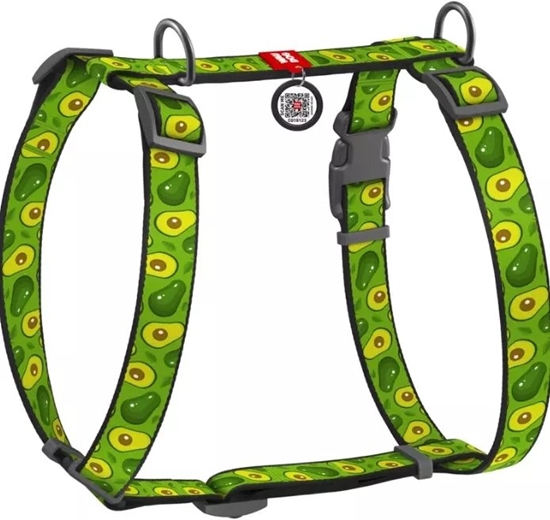 Picture of Collar Szelki nylonowe anatomiczne w ksztacie litery H, z QR-paszportem, plastikowy fastex, wzór AWOKADO, rozmiar M 20mm