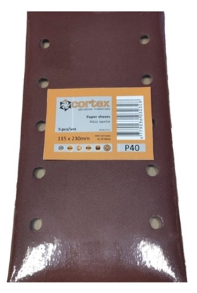 Picture of Daudzfunkcionālajām orbitālajām slīpmašīnām paredzētā smilšpapīra loksnes Cortex 31416; 115x230 mm; P60; 5 gab.