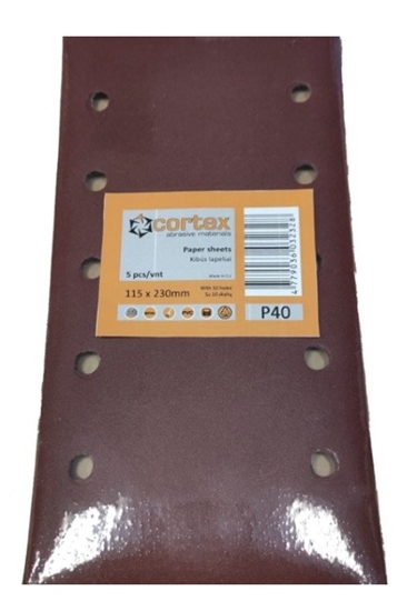 Picture of Daudzfunkcionālajām orbitālajām slīpmašīnām paredzētā smilšpapīra loksnes Cortex 31421; 115x230 mm; P180; 5 gab.
