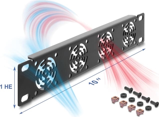 Picture of Delock 10″ 1U Rack Cover for 4 fans 40 x 40 mm dark grey