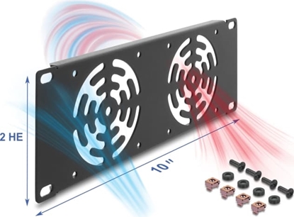 Picture of Delock 10″ 2U Rack Cover for 2 fans 80 x 80 mm dark grey