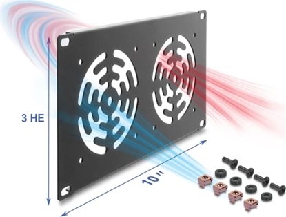 Picture of Delock 10″ 3U Rack Cover for 3 fans 92 x 92 mm dark grey