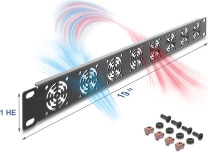 Picture of Delock 19″ 1U Rack Cover for 8 fans 40 x 40 mm dark grey