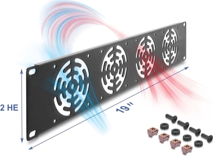 Picture of Delock 19″ 2U Rack Cover for 4 fans 80 x 80 mm dark grey