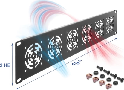 Picture of Delock 19″ 2U Rack Cover for 6 fans 60 x 60 mm dark grey