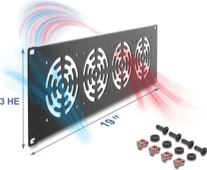 Picture of Delock 19″ 3U Rack Cover for 4 fans 92 x 92 mm dark grey