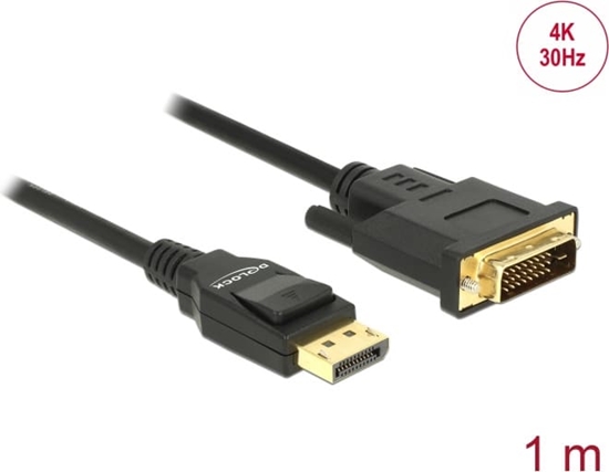 Изображение Delock Cable DisplayPort 1.2 male > DVI 24+1 male passive 4K 30 Hz 1 m black