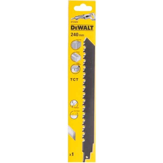 Изображение Dewalt brzeszczot do piy szablastej 240mm,12.7mm do cegie 1 sztuka (DT2420-QZ)