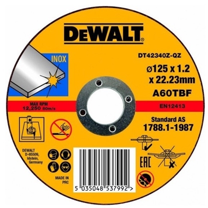 Picture of Dewalt Tarcza do cicia stali nierdzewnej 125x1.2x22.2 paska (DT42340Z-QZ)