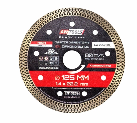 Изображение Dimanta griešanas disks AWTools AW45525BL; 125x22,2x1,4 mm